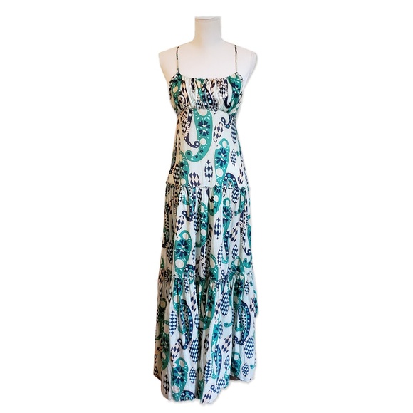 BCBGMaxAzria Dresses & Skirts - BCBG MaxAzria green/blue print maxi dress, S